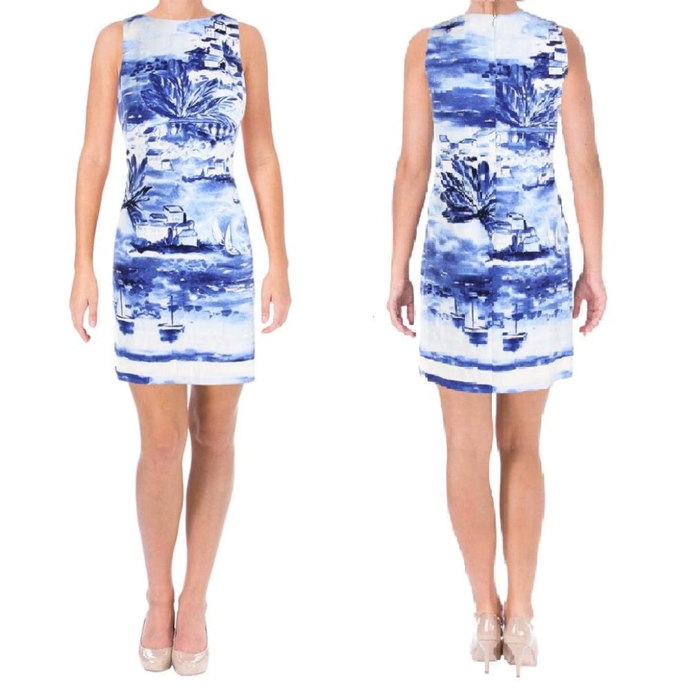 LAUREN Ralph Lauren Sleeveless Printed Crepe Sheath Mini Dress